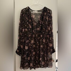 Zara Sheer Floral Gray Dress